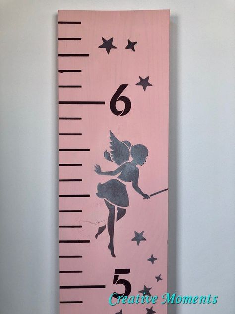 What little girl doesn't love fairies and unicorns? And what parents do not love to track their kids heights? Combine the 2 loves and see how this pretty growth ruler was created. Stencil Revolution Growth Ruler Stencil     Stencil Revolution created this sweet fairy unicorn growth chart stencil that can be used on walls but I love having a tracking system that is portable when you move. How many folks have left measurements on a door jam at a past home? In the past I have sold many ha… Stenciled Concrete Floor, Diy Kids Room, Stencil Concrete, Losing Mom, Growth Ruler, Wooden Growth Chart, Accent Wall Stencil, Silver Metallic Paint, Door Jam