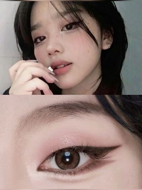 Monolid Doe Eyes, Makeup Looks Monolid Eyes, Asian Makeup Monolid Eye Tutorial, One Eyelid Makeup, Siren Eyes Monolid, Monolids Eye Makeup, Black Soft Makeup, Monolid Eyes Aesthetic, Monolid Makeup Tutorial