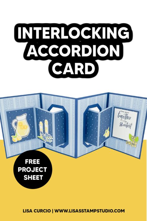 Interlocking Accordion Card, Handmade Fun Fold Cards, Accordion Cards Tutorial, Accordion Fold Cards, Lisa Curcio Fun Fold Cards, Anna Griffin Birthday Cards, Lisa Curcio Tutorials, Lisa Curcio, 2024 Card