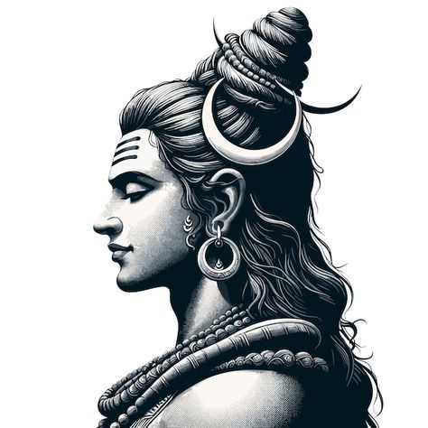 Shiv Ji Drawing Sketch, Adiyogi Shiva Sketch, Mahadev Line Art, Adiyogi Shiva Drawing Outline, Shiv Ji Face Sketch, Mahakaal Sketch, Small Face Tattoos, Trishul Tattoo Designs, Mahadev Tattoo