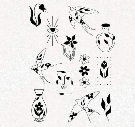 Vulnerability Tattoo, Ornamental Flower Tattoo, Simple Unique Tattoos, Graphic Tattoos, Easy Tattoos To Draw, Ornamental Tattoos, Chest Tattoo Ideas, Nouveau Tattoo, Flash Sheets