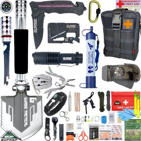 Emergency Survival First Aid Kit, Tactical Gear Bug Out Bag, Best Mens Gift Idea for Dad Camping Backpacking Hunting RV Travel Car Truck Boat Cool Gadgets Stuff Prepper Equipment Accessories Supplies Camping Accessories Gadgets, Survival First Aid, Backpacking Equipment, Apocalypse Survival Gear, Survival First Aid Kit, Camping Safety, Emergency Survival Kit, Survival Skills Life Hacks, Travel Car