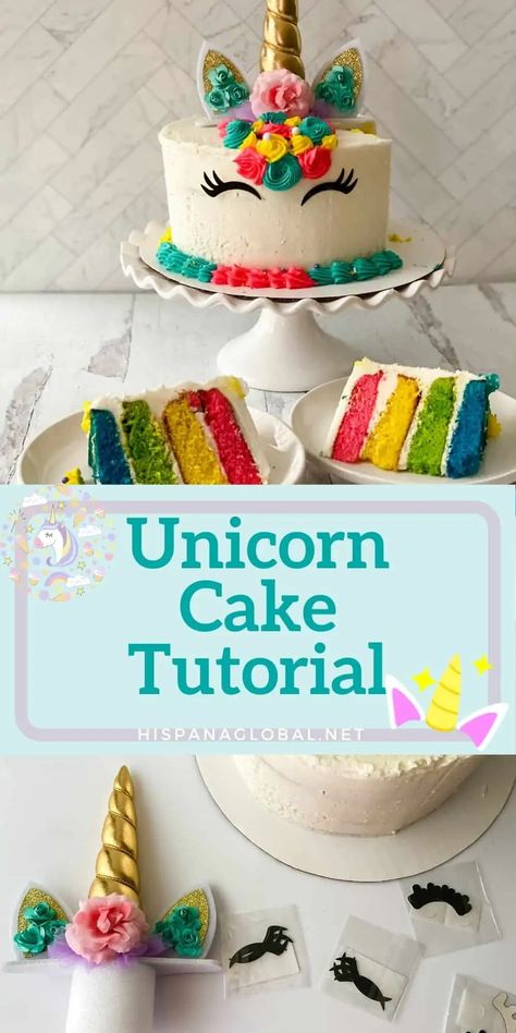 How To Make A Unicorn Cake Easy, Unicorn Cake Easy, Diy Unicorn Birthday Cake, Unicorn Cake Recipe, How To Make A Unicorn Cake, Unicorn Rainbow Cake, Diy Unicorn Cake, Easy Unicorn Cake, Cake At Home