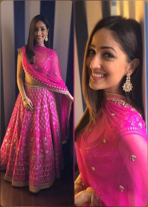 Saree Bollywood, Yami Gautam, Indian Outfits Lehenga, Lehnga Dress, Anita Dongre, Salwar Kamiz, Pink Lehenga, Indian Woman, Indian Lehenga