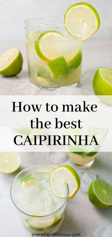 How To Make Caipirinha, Caipirinha Recipe, Brazilian Drink, Brazilian Cocktail, Caipirinha Cocktail, Almond Cow, Alcohol Drink Recipes, Alcohol Recipes, Limes