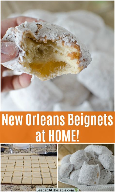 New Orleans Beniegts, Homemade Beniegts, Beniegts Recipe, Benyas Recipe, Beignets Recipe Easy, New Orleans Beignets Recipe, New Orleans Beignets, Beignet Recipe, Easy Brunch Recipes