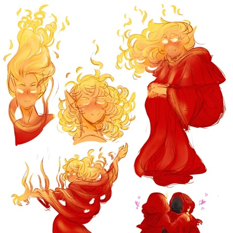 Elemental Oc, Fire Character Design, Fire Oc, Elven Woman, Taz Balance, Fire Demon, Fire Hair, Adventure Zone, Character Designs