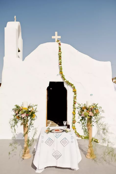 Earth Wedding, Greek Islands Wedding, Church Aisle, Army Wedding, Milos Greece, Church Wedding Ceremony, Decorations For Wedding, Church Wedding Decorations, Minimal Photo