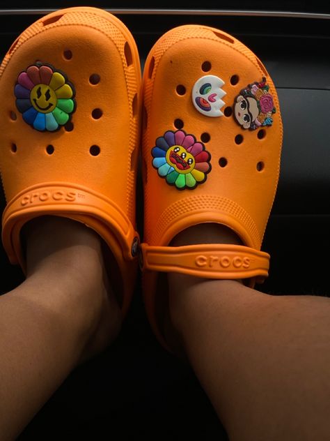 Orange Crocs, Crocs Aesthetic, Rainbow Order, Fits Clothes, Sneakers Fashion, Rainbow, Sandals, Orange, Sneakers