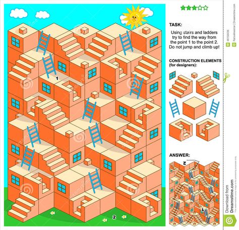 3d maze game with stairs and ladders. Illustration about construction, activity, elements, jump, answer, activities, pastime, puzzle, leisure, clipart, games, design - 46158436 Maze Drawing, 3d Maze, Ladders Game, Stair Ladder, Isometric Drawing, Snakes And Ladders, Maze Puzzles, Maze Game, Image Bank