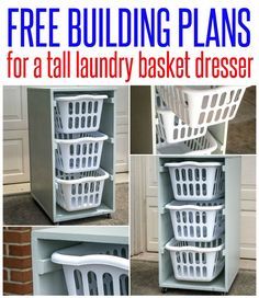 Diy Lavanderia, Basket Dresser, Sorting Laundry, Wood Project Plans, Laundry Basket Dresser, Laundry Basket Holder, Tall Laundry Basket, Diy Laundry Basket, Room Storage Diy