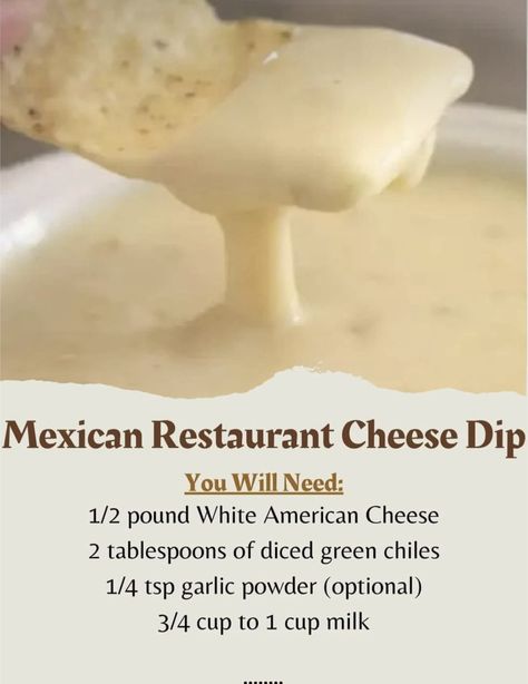 Mexican Restaurant Cheese Dip, Restaurant Cheese Dip, White American Cheese, Cheese Dip Mexican, Cheese Dip Recipe, Cheese Dip Recipes, Dip Recipes Easy, Mexican Cheese, Mexican Food Recipes Easy