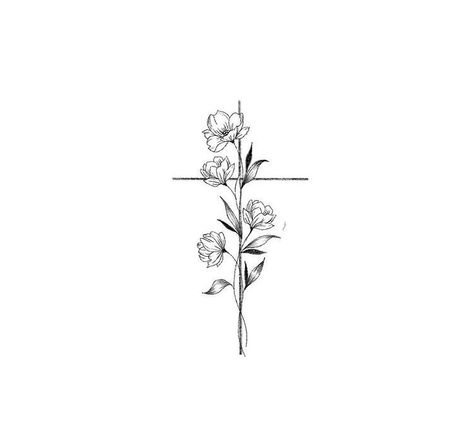 Cross With Lilacs Tattoo, Floral Cross Tattoo, Cross With Flowers Tattoo, Tiny Cross Tattoo, Feminine Cross Tattoo, Small Cross Tattoos, Carnation Tattoo, Verse Tattoos, Cross Tattoos For Women