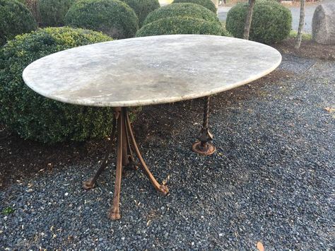 French Oval Marble Dining Table with Iron Legs 10 Outdoor Marble Table, Oval Marble Dining Table, Honed Concrete, Backyard Seating Area, Backyard Seating, Condo Design, Marble Dining Table, Marble Dining, Oval Table