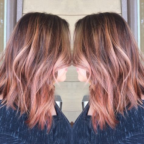 Instagram photo by @brendabhair via ink361.com Champagne Blond, Grey Balayage, Balayage Hair Rose, Rose Gold Hair Brunette, Gold Balayage, Rose Gold Balayage, Gold Hair Colors, Hair Color Rose Gold, Balayage Hair Dark