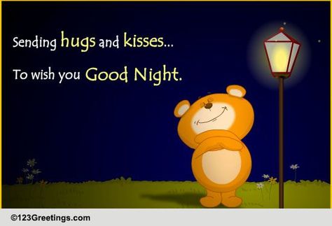 Free Online Greeting Cards, Ecards, Animated Cards, Postcards, Funny Cards From 123Greetings.com Good Night Hugs And Kisses, Good Night Hugs, Good Night Kisses, Night Hug, Happy Messages, Good Night Hug, Goodnight Kiss, Animated Emojis, Good Night Dear