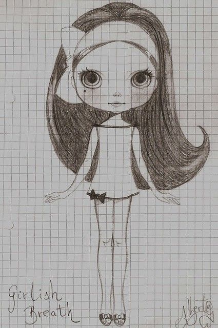 Blythe Doll Drawing, Art Fundraiser, Doll Drawing, Red Y, Big Eyes Art, In My Dreams, Childrens Wall Art, Art Drawings Sketches Creative, Note Book