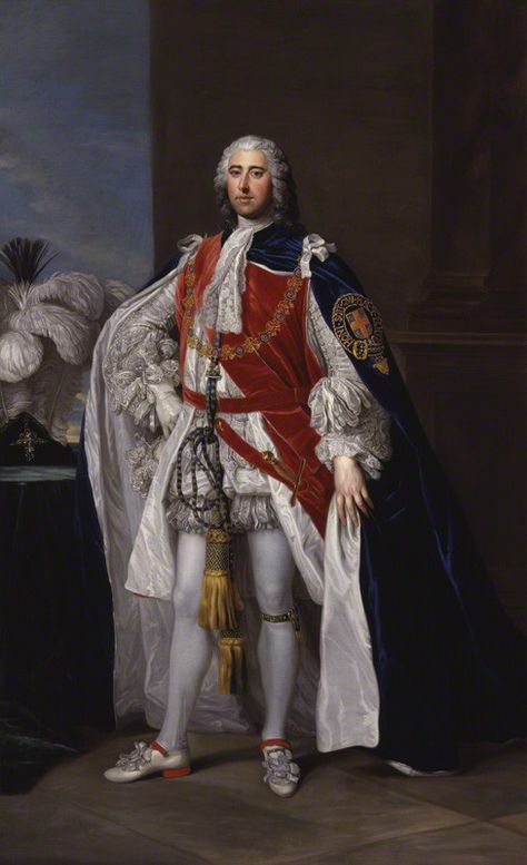 Henry Fiennes Pelham-Clinton, 2nd Duke of Newcastle-under-Lyne studio of William Hoare oil on canvas, circa 1752-1760 He is dressed in robes of the Knight of the Garter after his appointment in 1752. Prince Painting, Bride Garter, Order Of The Garter, Old Prince, George Iv, Royal Portraits, Classic Portraits, National Portrait Gallery, A4 Poster