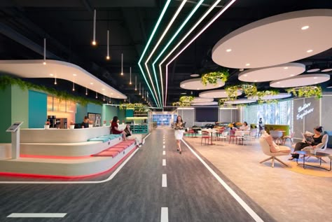 Sports Themed Office, Singapore Drawing, Office Design Concepts, Hanging Greenery, Lab Ideas, Tiered Seating, Sports Office, Logistics Company, Office Themes