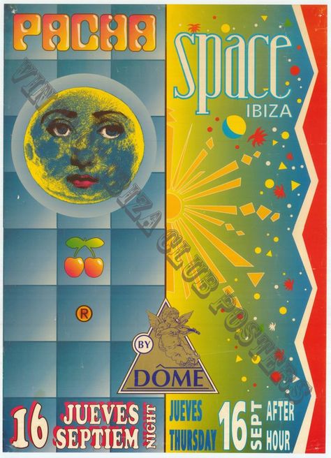 Image of  Pasha Space Vintage Ibiza Club Poster Vintage Ibiza, Apartment Prints, Ibiza Club, Club Posters, Space Ibiza, Ibiza Clubs, Space Vintage, 90s Rave, Club Poster