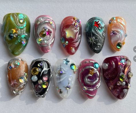 Junk Nails, Nail Art For Beginners, Pretty Gel Nails, Really Cute Nails, Kawaii Nails, Manicure Y Pedicure, Heart Nails, Dream Nails, Funky Nails