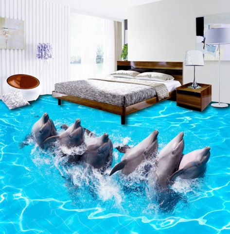 Dolphin Show, 3d Flooring, Jungle Mural, Stereoscopic 3d, Aj Wallpaper, Ocean World, Floor Murals, 3d Wall Murals, Floor Wallpaper