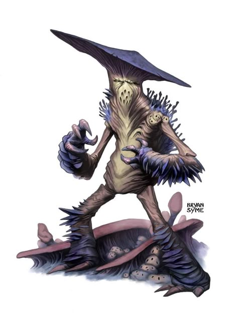 Basidia by BryanSyme.deviantart.com on @DeviantArt Myconid Art, Monster Rpg Art, Mushroom Folk Dnd, Mushroom Folk, Dnd Mushroom Monster, Fungi Monster Art, D&d Bugbear, Fantasy Insect Monster, Mushroom Man