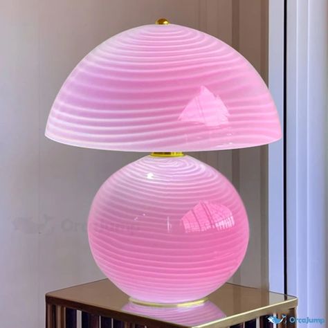 OrcaJump - Modern Mushroom Table Lamp in Blue and Pink - Elegant Lighting Solution for Bedroom Ambiance All Pink Room Aesthetic, Kawaii Lamp, Modern Retro Decor, Aesthetic Lighting, Funky Lamps, Pink Lamp, Mushroom Table Lamp, Colorful Apartment, Mushroom Table