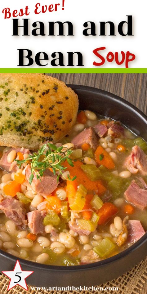 Recipe For Ham And Bean Soup, Ham Bone Soup Recipes, Ham Soup Recipes, Ham And Bean, Leftover Ham Recipes, Ham Soup, Ham And Beans, Ham And Bean Soup, Bean Soup Recipes