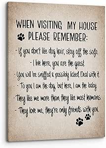 Kim House, Funny Dog Signs, Positive Morning, Home Living Room Decor, Pet Things, Dog Wall Decor, Framed Canvas Painting, Wings Drawing, Dog Things