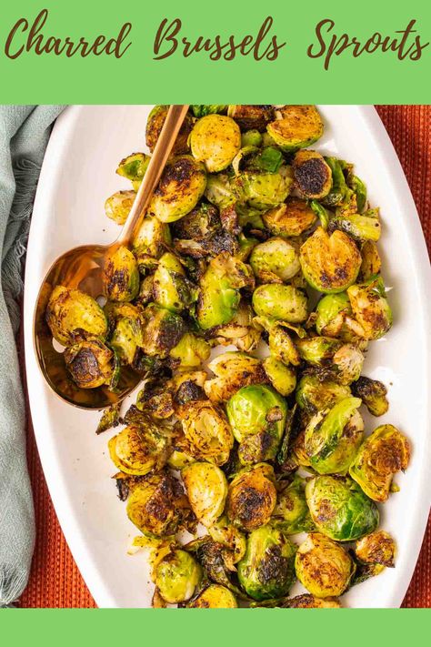 These Charred Brussels Sprouts are pan fried to transform a simple vegetable into one with a crispy, caramelized texture and is slightly smoky and sweet. The butter and seasonings also add just the right amount of tasty flavor. You will never want to steam them again. Charred Brussel Sprouts, Fried Brussel Sprouts Crispy, Pan Fried Brussel Sprouts, Caramelized Brussel Sprouts, Fried Brussels Sprouts, Fried Brussel Sprouts, Fried Veggies, Crispy Brussel Sprouts, Veggie Fries