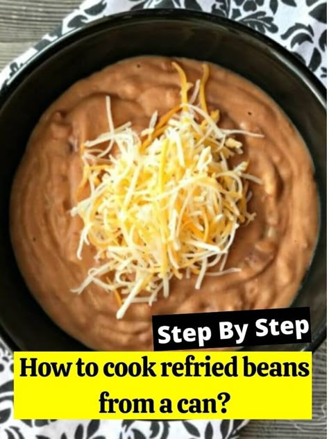 How To Cook Refried Beans From A Can, Refried Beans Recipe From Canned Beans, Easy Refried Beans Canned, How To Make Canned Refried Beans Better, How To Make Refried Beans From Can, How To Make Refried Beans, Canned Refried Beans Improve, Canned Refried Beans Doctored Up, Taco Bell Refried Beans Recipe