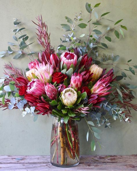 Australian Native Flower Arrangements, Proteas Bouquet, Protea Flower Bouquet, Protea Flower Arrangements, Native Flower Bouquet, Protea Arrangements, Big Vase, Protea Wedding, Protea Bouquet