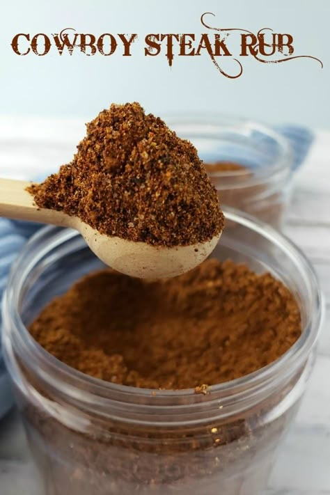 This is a cowboy steak rub recipe mix that you will not believe.  It's a delicious steak rub that combines sweet, smoky and spicy flavors with a hint of coffee. Cowboy Steak Rub, Diy Dry Rub Recipes, Steak Rubs For Grilling, Coffee Dry Rub Recipe, Steak Dry Rub, Seasoning For Beef, Best Steak Rub, Steak Rub Recipe, Beef Rub