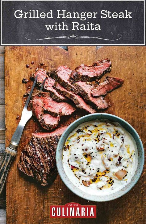 This grilled hanger steak recipe with raita is gonna transform your notion of just how simple yet spectacular grilled steak can be. Swear. #steak #grilling #beef #raita Grilling Recipes Sides, Hanger Steak, Grilled Steak Recipes, Steak Recipe, Grilled Chicken Recipes, Grilled Steak, How To Grill Steak, Skirt Steak, Flank Steak