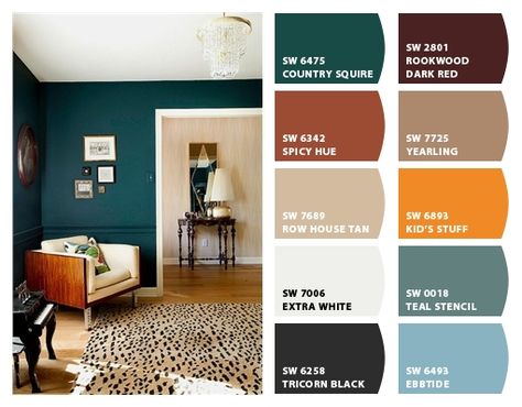 Sherwin Williams Country Squire for Bathroom Wainscoting Sherwin Williams Color Palette, Country Squire, House Paint Interior, Paint Color Inspiration, Sherwin Williams Colors, House Color Palettes, Welcome To My House, Paint Colors For Living Room, Paint Colors For Home