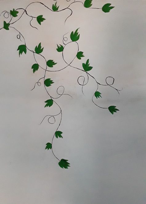 Vine Wall Painting, How To Paint Vines, Wall Doodle Art Bedroom, Wall Painting Aesthetic, How To Draw Vines, Simple Wall Painting Ideas, Painted Vines, Vines Art, Flower Wall Painting