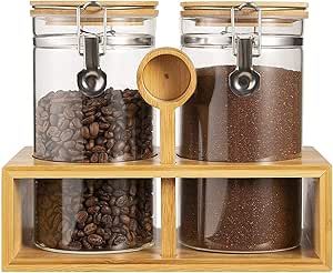 Coffee Bean Storage, Coffee Canisters, Dog Food Storage Containers, Coffee Container, Coffee Storage, Ground Coffee Beans, Coffee Canister, Coffee Scoop, Glass Storage Jars