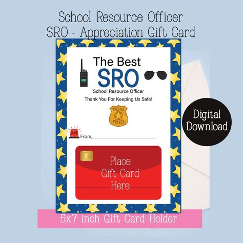 Printable SRO School Resource Officer Appreciation, Resource Officer Card, Officer Appreciation Gift Card Holder, School Officer, SRO Gift National Security Officer Appreciation Week, Sro Appreciation Day Ideas, School Officer Appreciation Gifts, School Security Guard Gift Ideas, Resource Officer Appreciation Ideas, Security Officer Appreciation Gifts, School Resource Officer Thank You, Resource Officer Gifts, Sro Appreciation Day