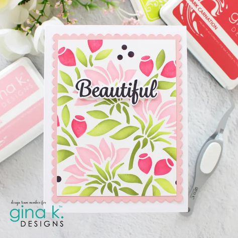 Gina K Designs, Gina K, Summer Bouquet, Summer Cards, Shaker Cards, Card Kits, Stencil Designs, Card Kit, Floral Cards