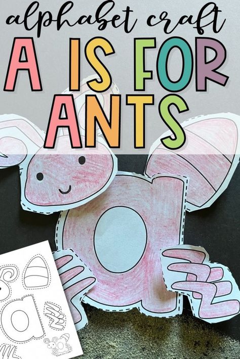 A Is For Ant Preschool, A For Ant Craft, A Is For Ant Craft, Ant Activity For Kids, Ant Crafts For Preschool, Craft Letter A, Learning The Letter A, Ants Printable, A Is For Ant