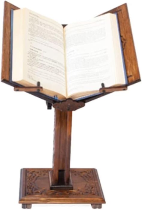 Amazon.com : Adjustable Carved Wooden Book Stand | Quran, Bible, Torah Holder Lectern | Dictionary, Cookbook Stand : Office Products Sae Projects, Bible Stand, Cookbook Stand, Wooden Book Stand, Cook Book Stand, Book Stand, Wooden Books, Guys And Dolls, Book Stands