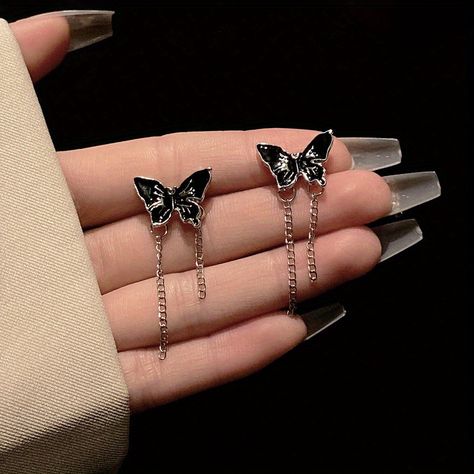 Faster shipping. Better service Cross Piercing, Purple Planet, Korean Fashion Black, Planet Earrings, Shape Butterfly, Needle Earrings, Accessories Ear, Tassels Fashion, Ear Stud