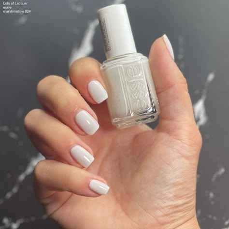 Grayish White Nails, Marshmallow Nail Color, Essie Marshmallow Nails, Sheer White Nails, Marshmallow Nail Polish, Best White Nail Polish, Milky White Nail, Essie Marshmallow, White Short Nails