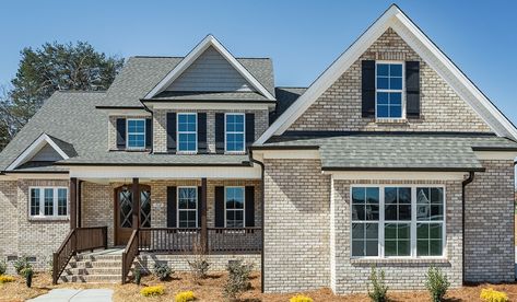 Triangle Brick Company | Harper Creek | Understated Elegance Tan Brick House With Black Trim, Evelyn Bay Triangle Brick, Traditional House Decor, Triangle Brick, Statesville Brick Walnut Creek, Shellman Bluff Brick, Brick Images, Brick Ideas, Brick Companies