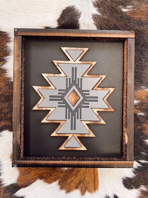 Aztec Wood Art Diy, Diy Farmhouse Home Decor, Aztec Accent Wall, Laser Projects That Sell, Aztec Wall Decor, Wood Signs Diy, Aztec Home Decor, Woodshop Ideas, Aztec Wall Art