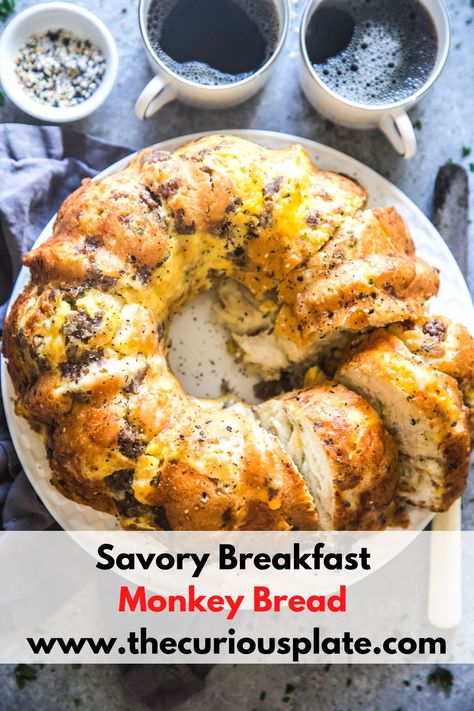 Savory Breakfast Monkey Bread Breakfast Monkey Bread, Savory Monkey Bread, Fluffy Biscuits, Creamy Eggs, Flavorful Vegetables, Ultimate Breakfast, Gooey Cheese, Monkey Bread, Roasted Asparagus