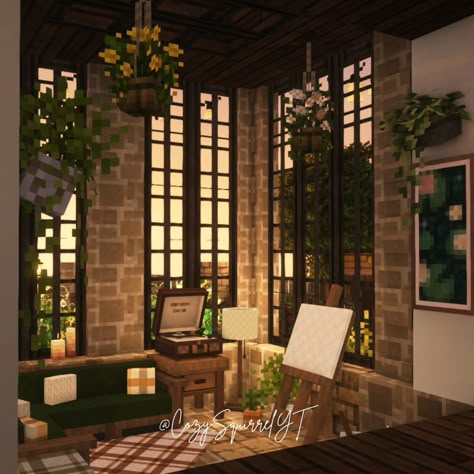 A place to kick your feet up and relax. MayCraft - Day 13 (Sunroom) Texture - Mizuno's 16 Craft Shader - Complementary Resources - Ghoulcraft, Mizunos16 CIT, Hananacraft, Ferncraft, Granny's Corner _____________ #mcmaycraft #yumimigaming #minecraft #minecraftbuildideas #minecraftersoftiktok #cottagecore #cottagecoreminecraft #aesthetic #minecrafthouse #sunroom #cozygaming #slowliving #minecraftdecorations #minecraftbuilding Minecraft Hananacraft, Mizuno Craft Builds, Mizunos 16 Craft Builds, Mizuno Minecraft, Minecraft Mizuno, Mizuno 16 Craft, Cozy Minecraft Interior, Cottagecore Minecraft House, Bloxburg Cottagecore