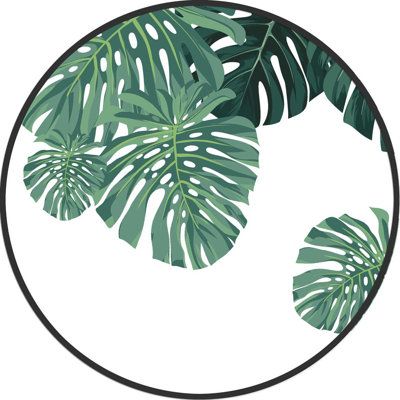 Welcome summer into your home in a subtle way with Bayou Breeze's beautiful Monstera Leaf Wall Piece. While the rounded shape brings a modern detail to any room, the monstera leaf grounds the piece for a touch of nature. | Bayou Breeze Monstera Leaf Wall Decor, Size 24.0 H x 24.0 W x 1.5 D in | Wayfair | Home Decor Leaf Wall Decor, Wreath Drawing, Wall Piece, Hanging Artwork, Welcome Summer, Leaf Wall, בר מצווה, Monstera Plant, Round Wall Art