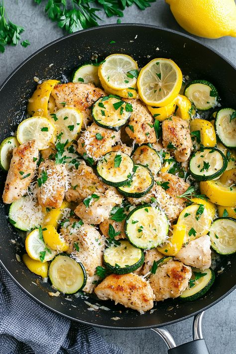 Healthy Chicken Breast with Zucchini and Squash Squash Zucchini Chicken Recipes, Zucchini With Chicken Recipes, Easy Chicken Zucchini Recipes, Chicken Breast Zucchini Recipes, Chicken Mushroom Zucchini Recipes, Chicken Zucchini Squash Recipes, Chicken With Zucchini Recipes, Lean Chicken Recipes, Chicken Squash And Zucchini Recipes